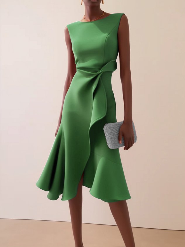 Sleeveless Round Neck Elegant Dress