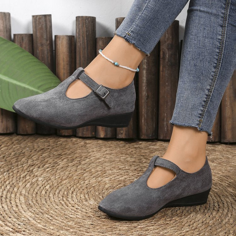 Womens Pointed Toe Wedge Casual Shoes