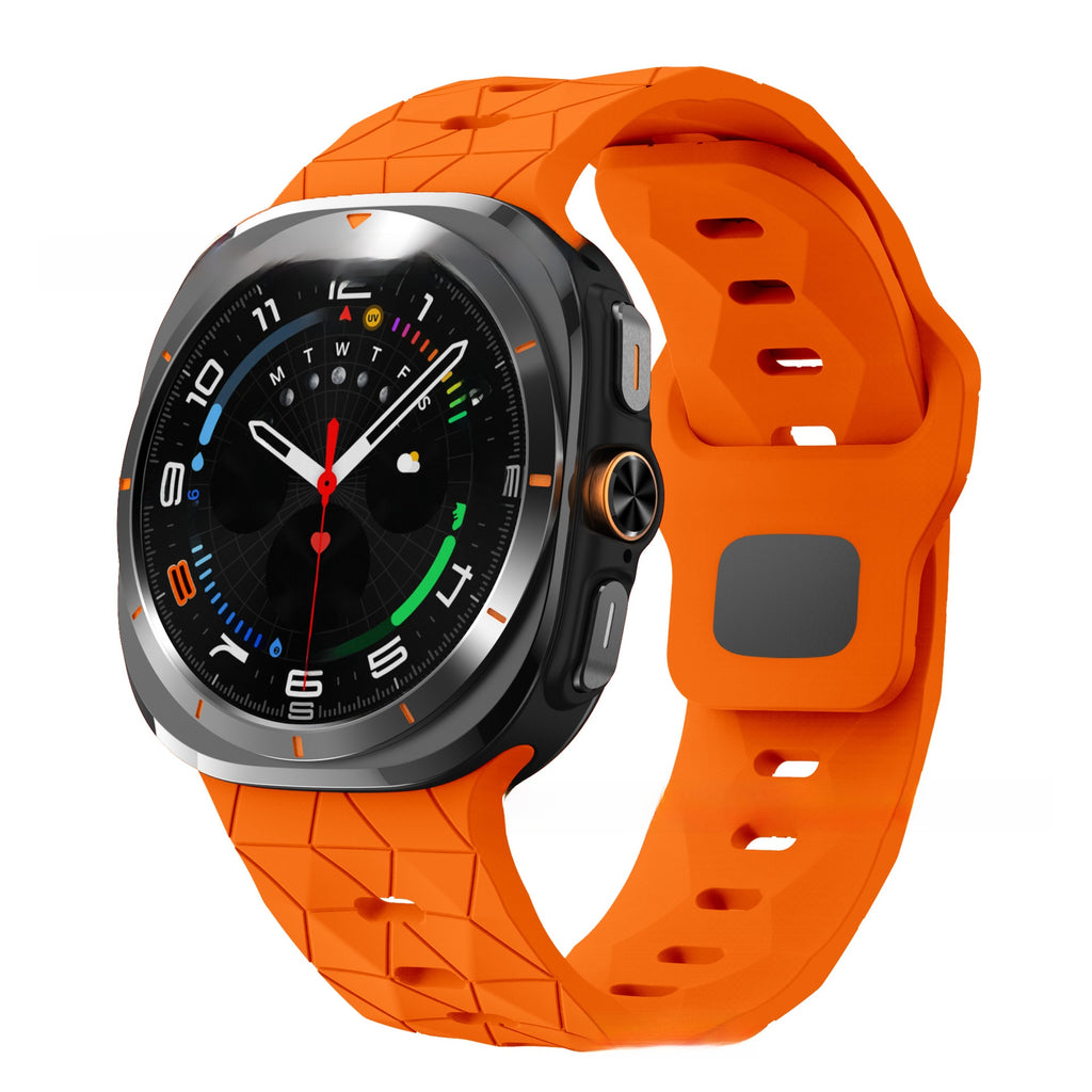 Football Pattern Reverse Buckle Silicone Strap for Samsung Watch