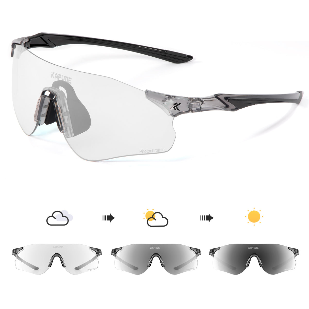 Photochromic Sports Sunglasses Windproof Cycling Glasses