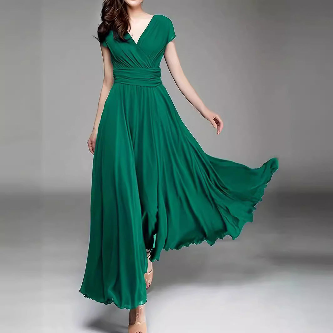 Bohemian V-Neck Chiffon Dress