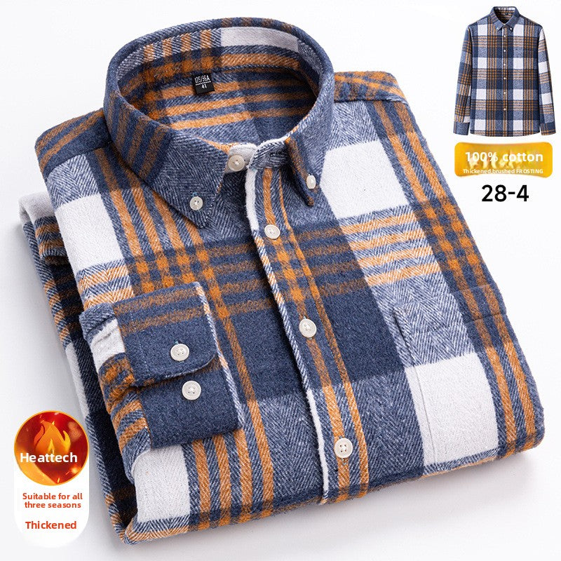 Mens Brushed Plaid Long Sleeve Shirt