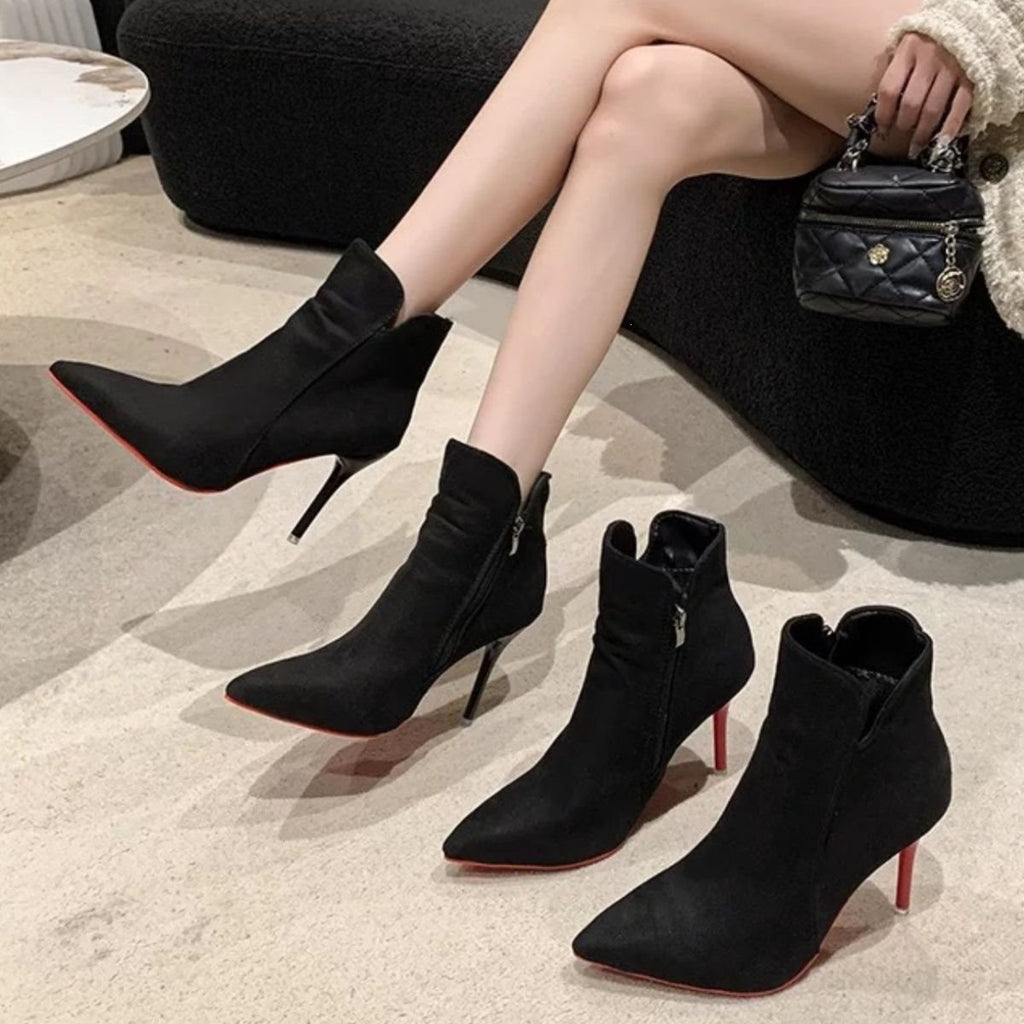 Womens Stiletto Ankle Boots with Red Sole