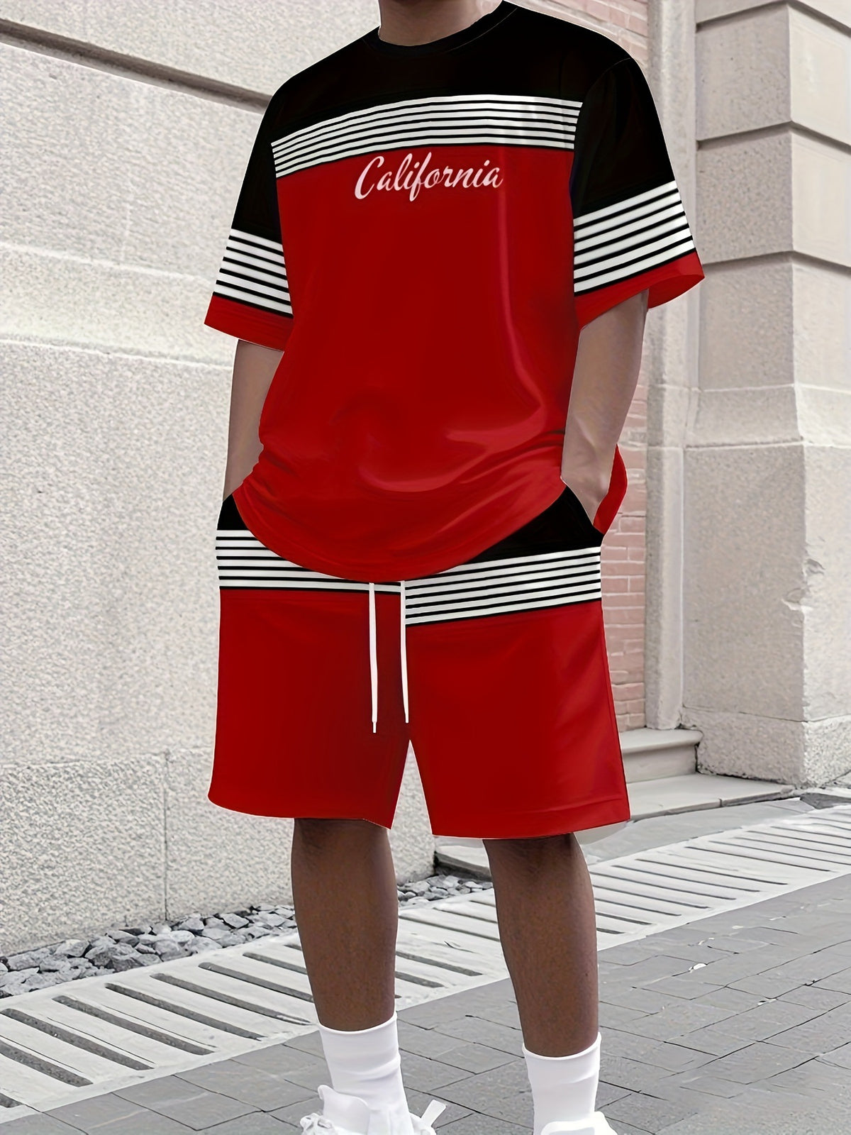 Men's Summer Jogging Suit Short Sleeve T-Shirt and Shorts Set