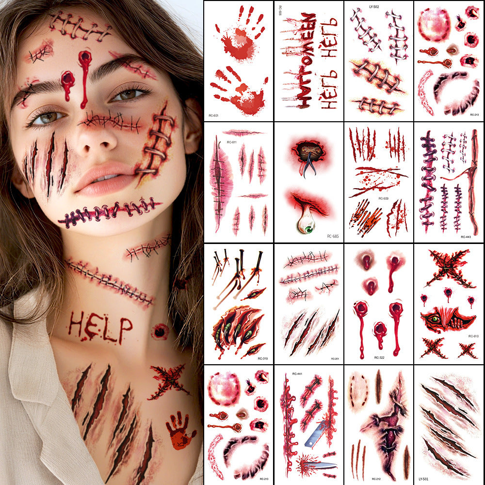 Halloween Scar Face Stickers Horror Makeup Set