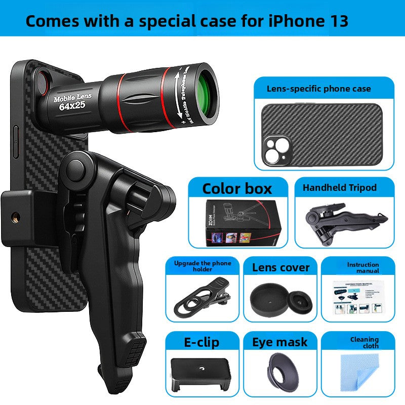 64x Telephoto Lens with Anti-Shake Bracket for Smartphones