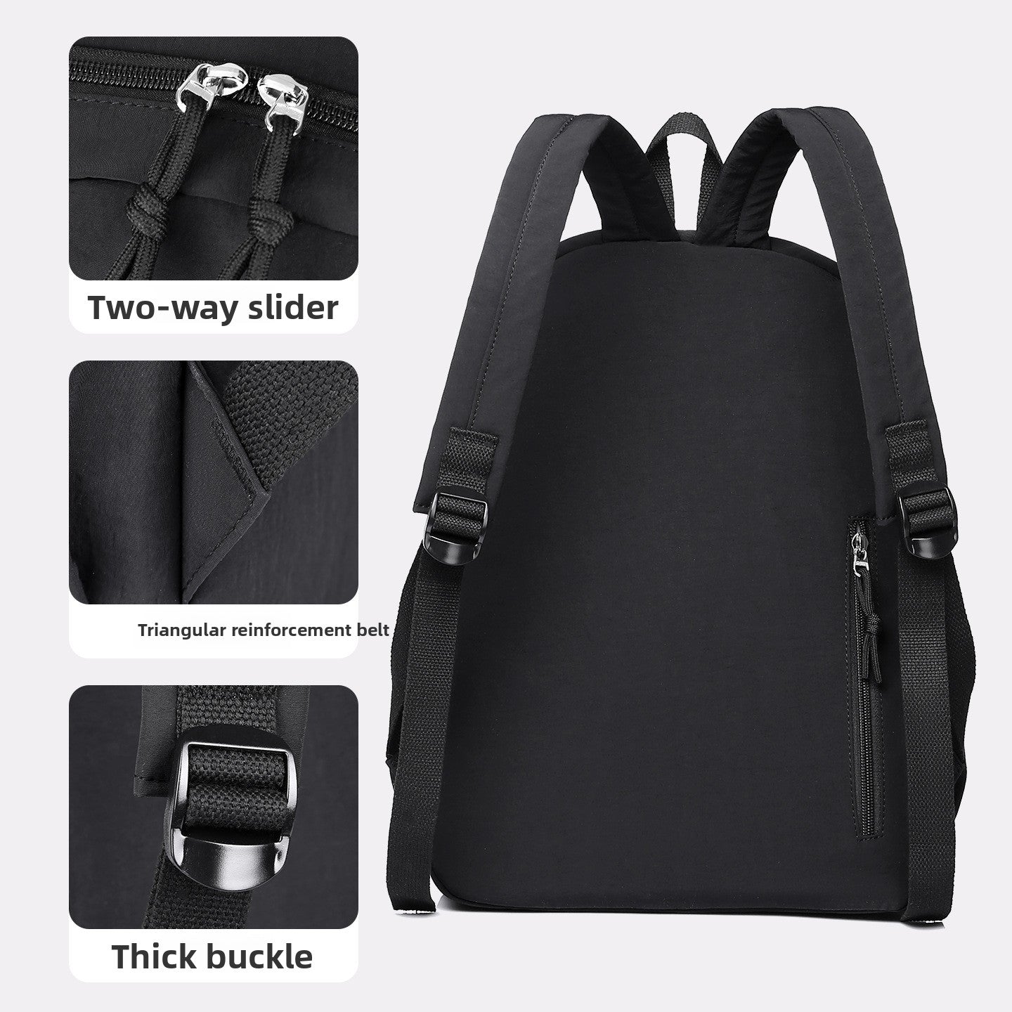 Simple Solid Color Nylon Backpack