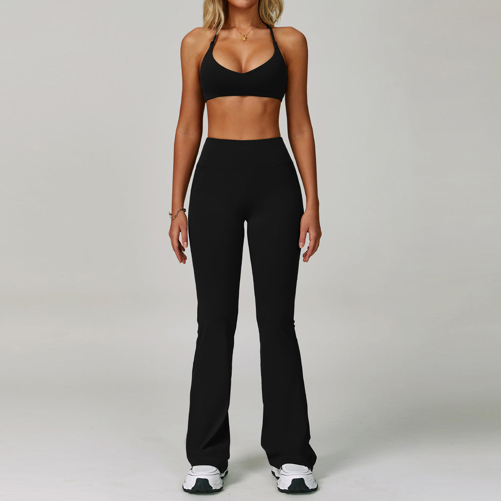 Womens Backless Yoga Fitness Set High-Intensity Sportswear