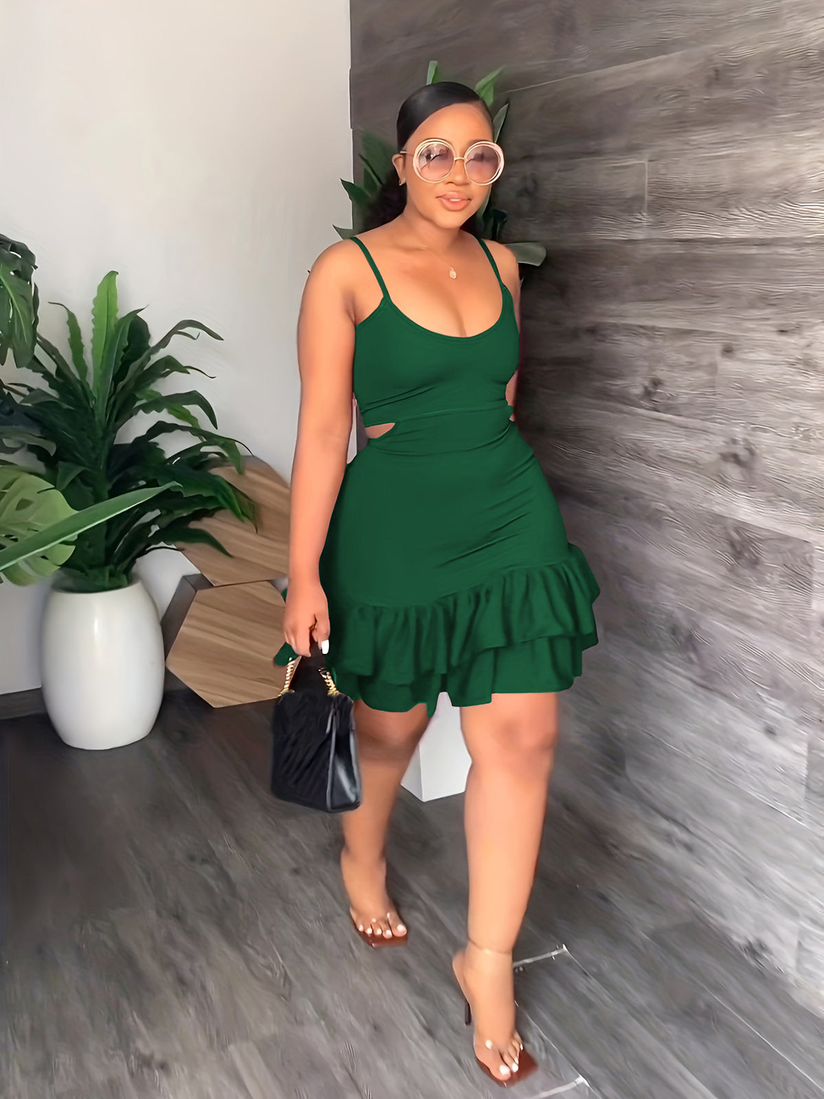 Sling Ruffle Hem Sheath Dress