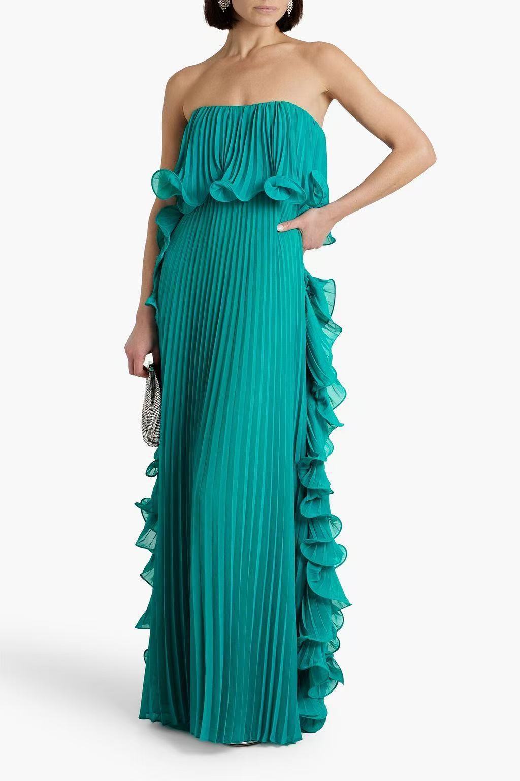 Pleated Wrap Flared Dress