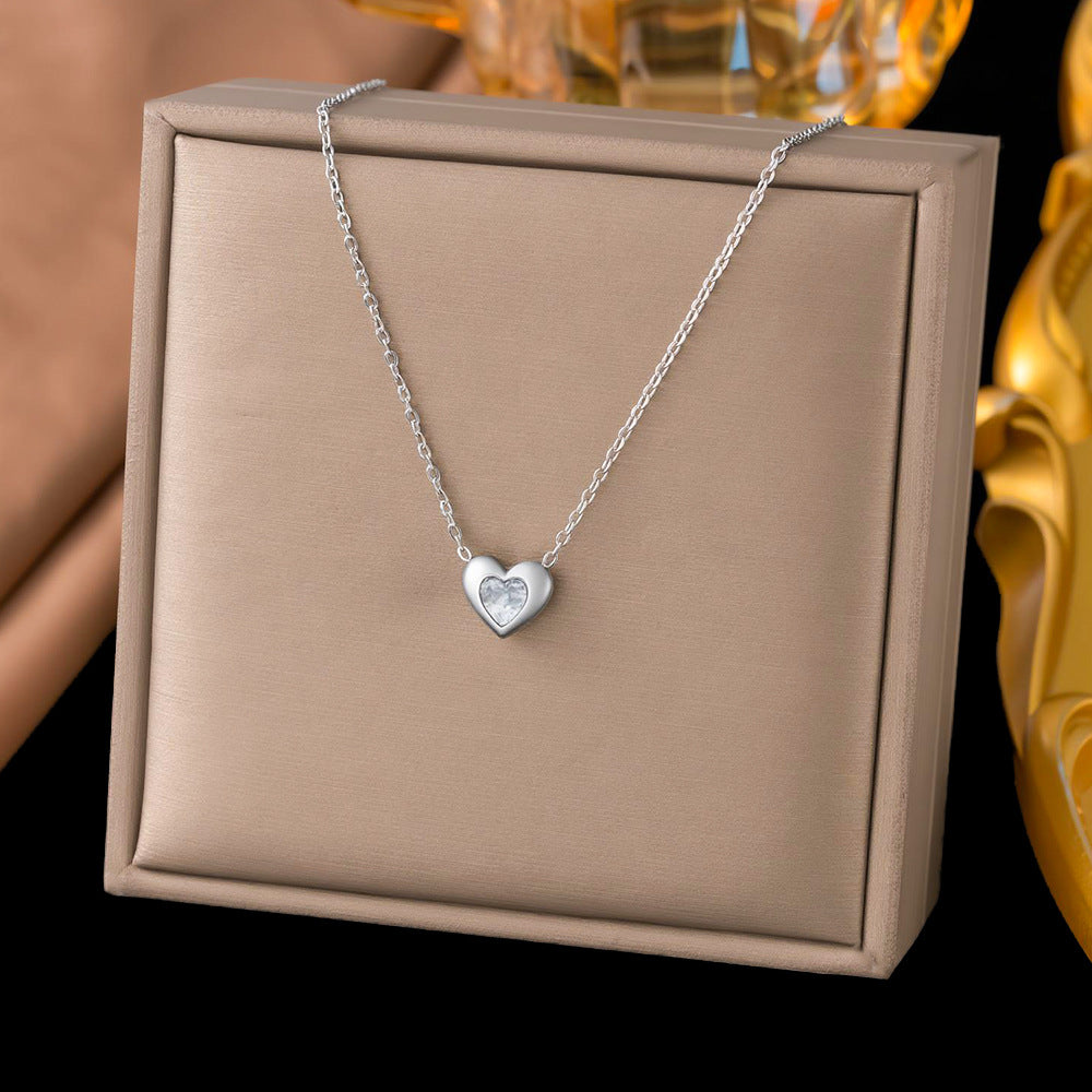 Titanium Steel Heart-Shaped Necklace for Women Fashion Heart Pendant Necklace