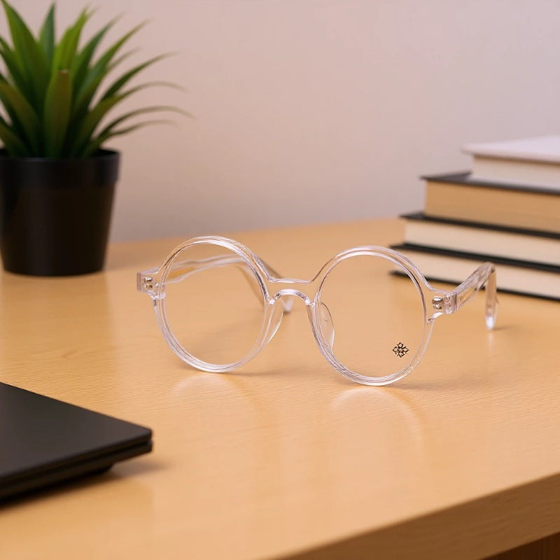 Transparent Round Resin Glasses Frame Anti Blue Light Retro Style