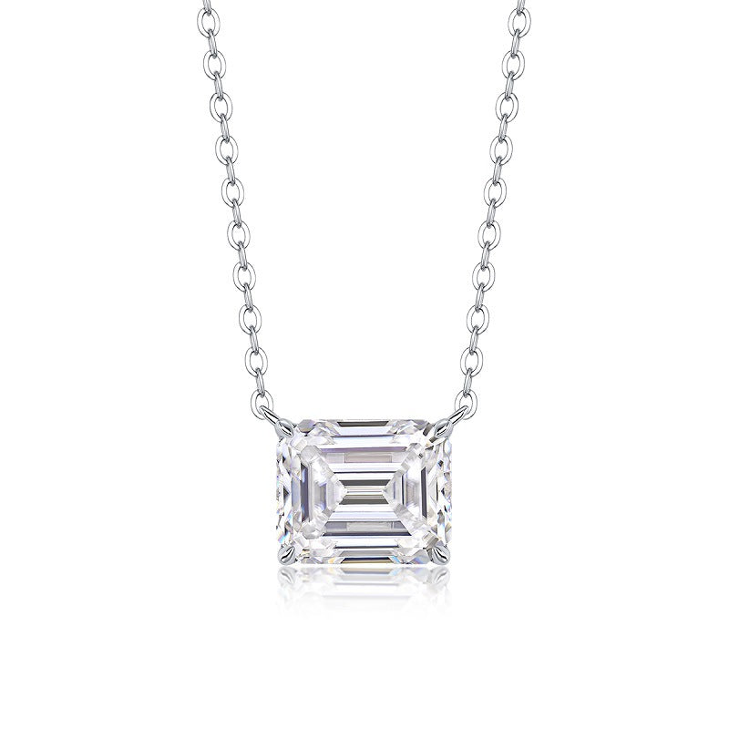 Sterling Silver Moissanite Geometric Pendant Necklace