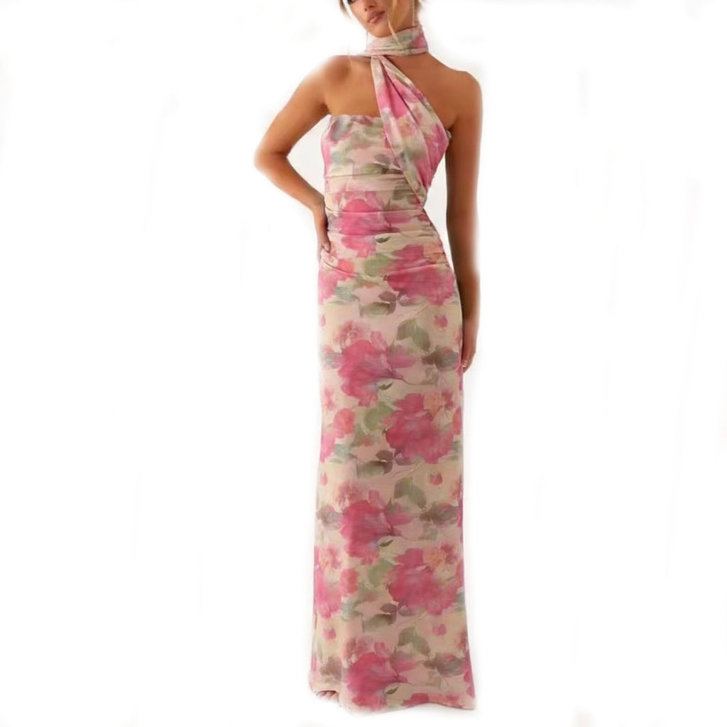 Mesh Tie-Dye Suspender Bodycon Dress