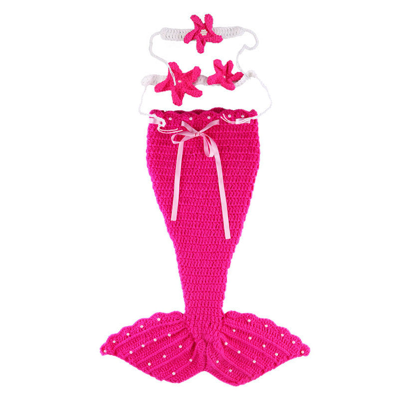 Baby Newborn Mermaid Knitted Sleeping Bag 3-Piece Set