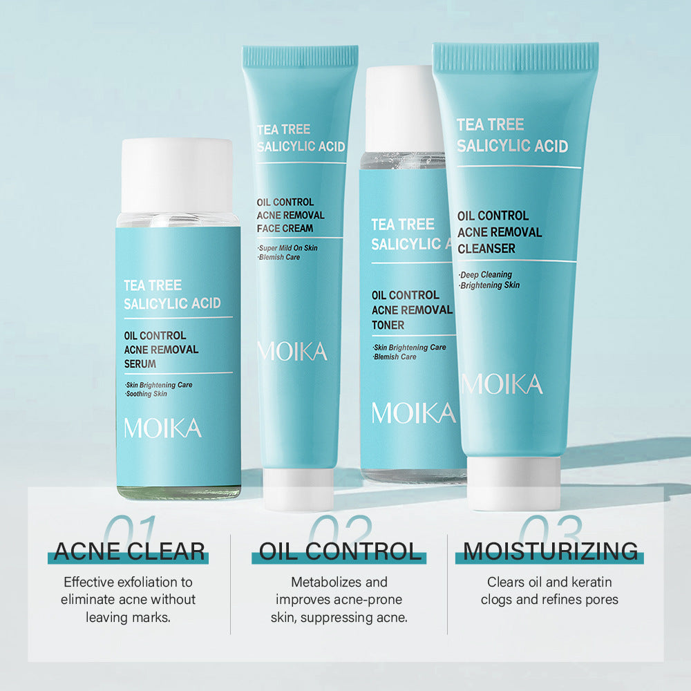 Tea Tree Salicylic Acid Four-Piece Facial Care Set