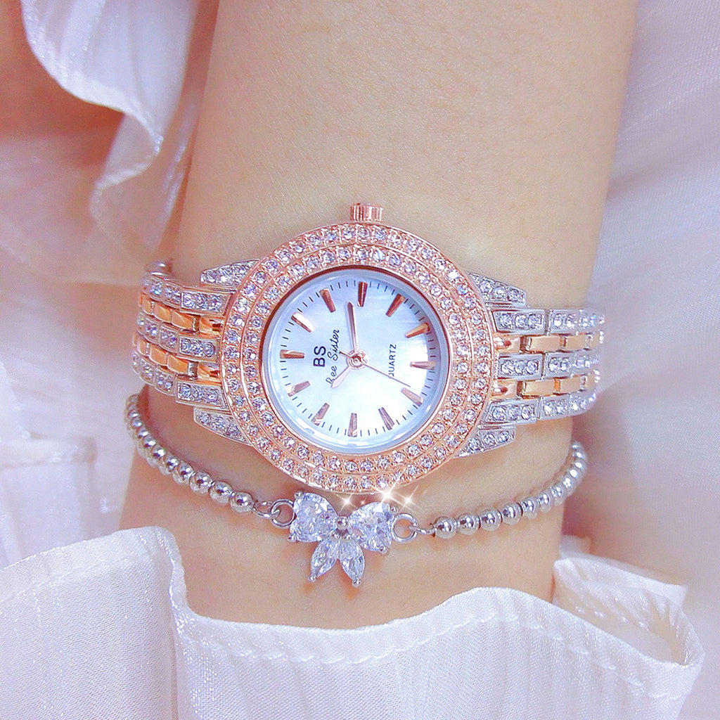 Luxury Diamond Women's Watch with Mother-of-Pearl Dial