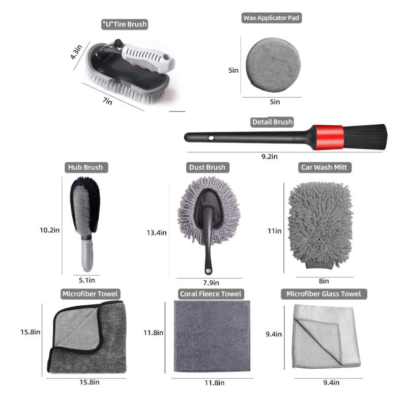 9-Piece Car Wash Kit with Microfiber Towels and Gloves