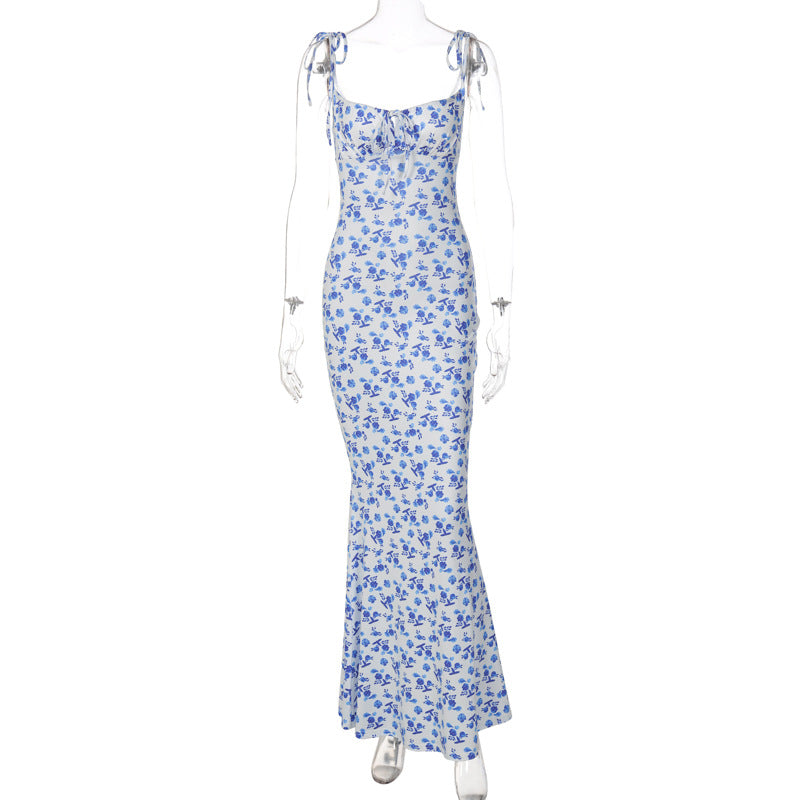Floral Spaghetti Strap Flared Dress