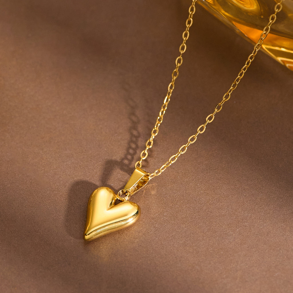 Heart Shaped Gold Plated Stainless Steel Necklace