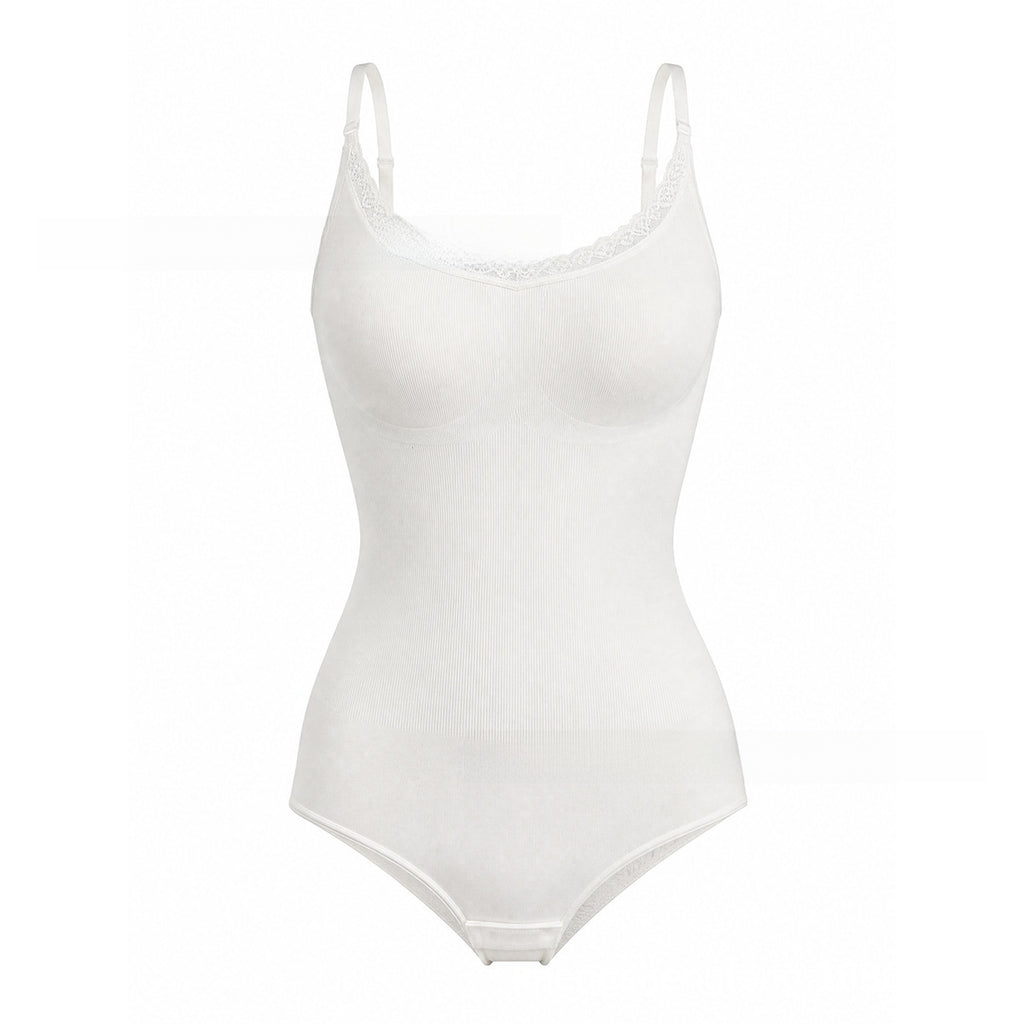 Lace Trim Adjustable Strap Shapewear Bodysuit