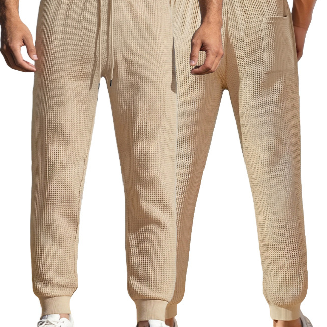 Mens Solid Color Jacquard Slim Fit Jogger Pants