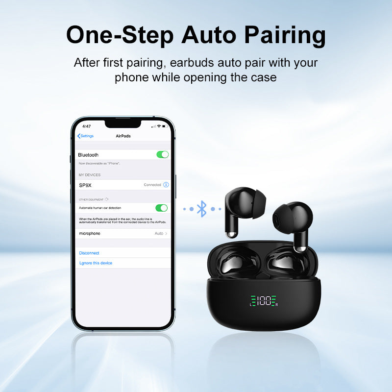 SP9X Wireless Bluetooth Earphones with Noise Reduction and Digital Display
