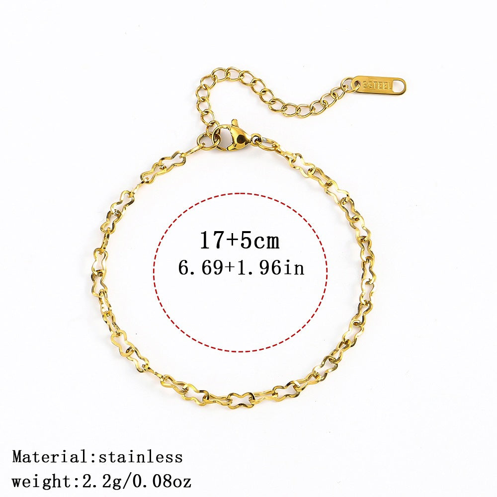 316L Titanium Steel Bracelet Waterproof Hypoallergenic Gold Plated Chain Jewelry for Men Women Unisex Fashion Accessories