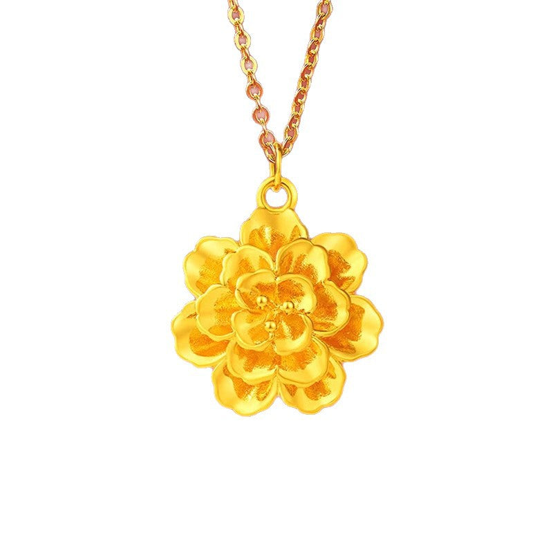 Peony Flower Pendant Necklace