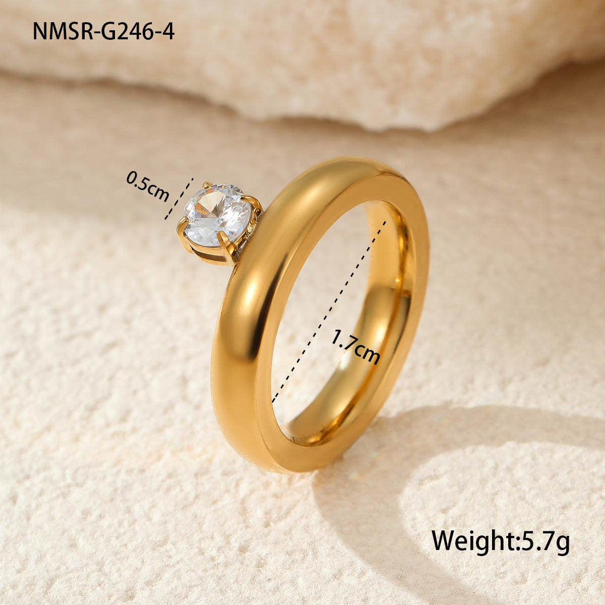 Stainless Steel Gold Plated Geometric Ring