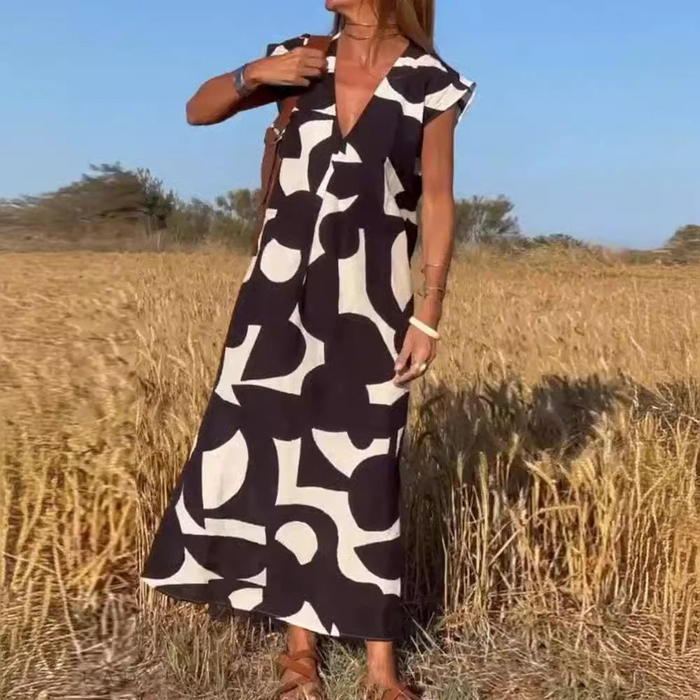 Fashion V-neck long dress for women