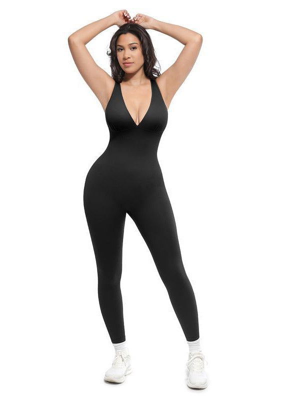 Slim-Fit Sports Yoga Jumpsuit Long Pants