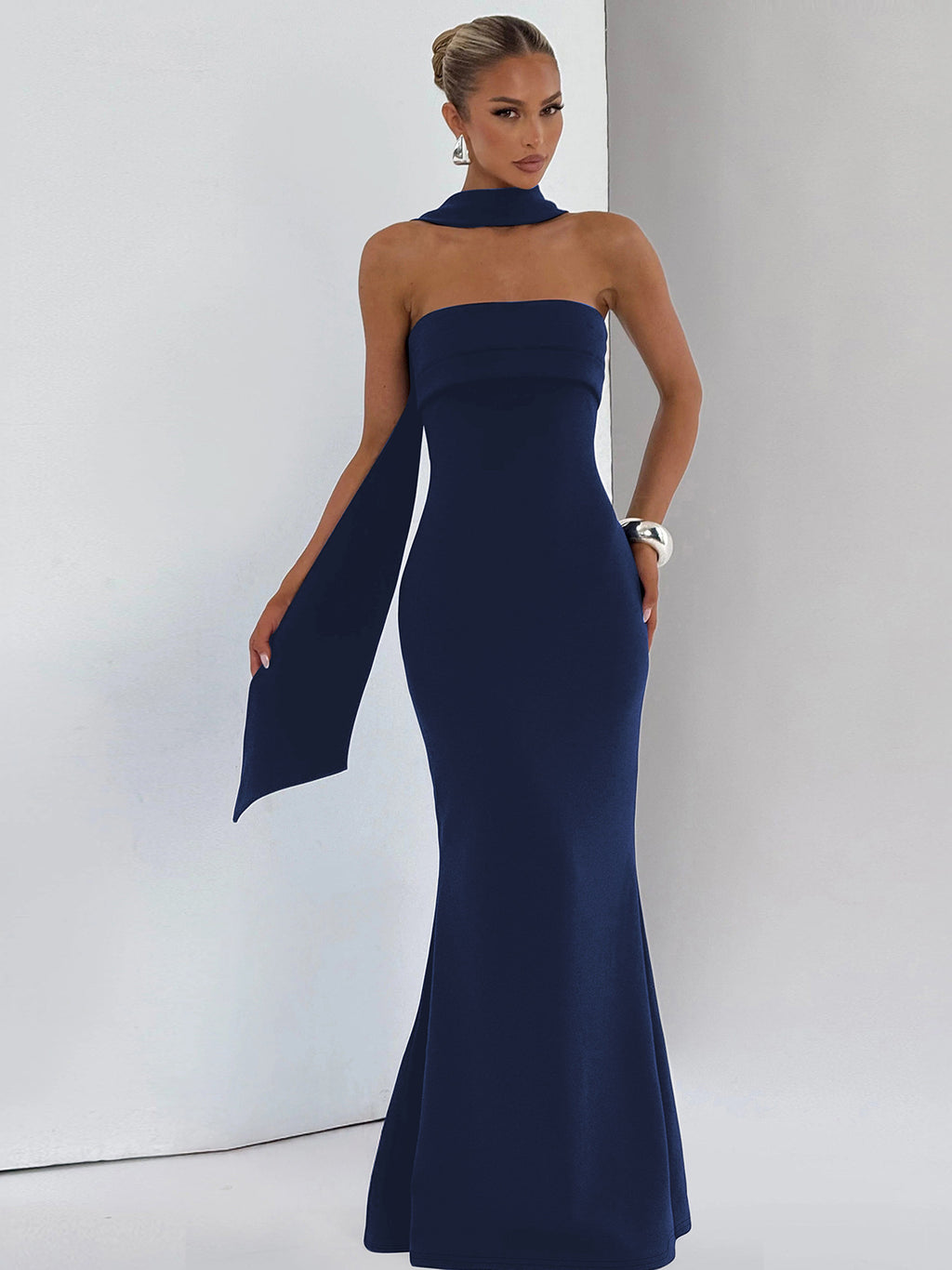 French Style Tube Top Fishtail Skirt High Waist Dress