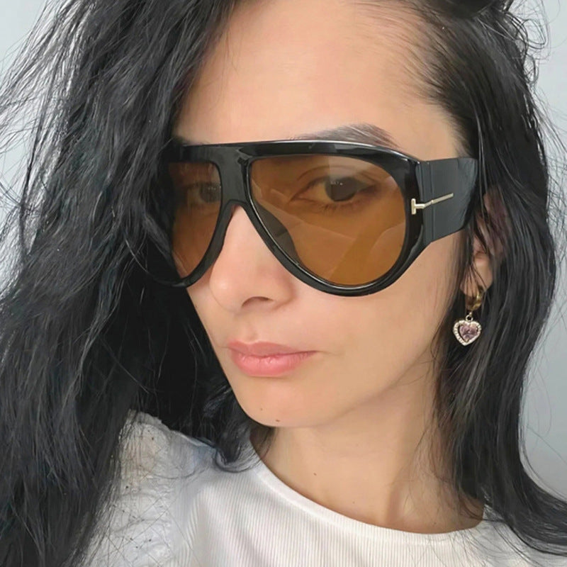 Aviator Sunglasses Women Oversize T-Shaped Frame