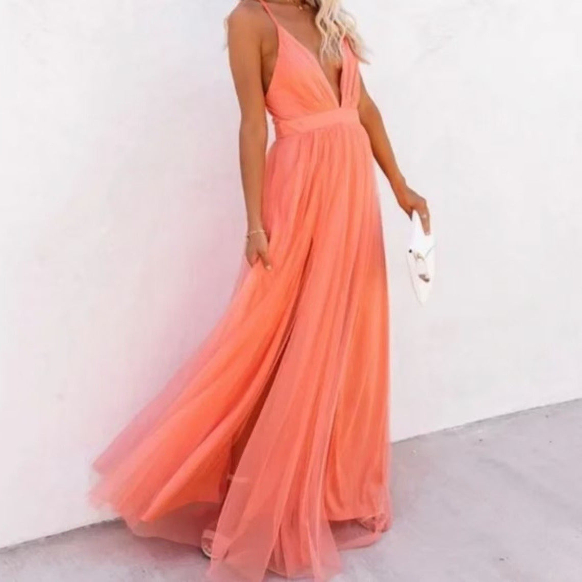 Womens Strapless V-Neck Dress