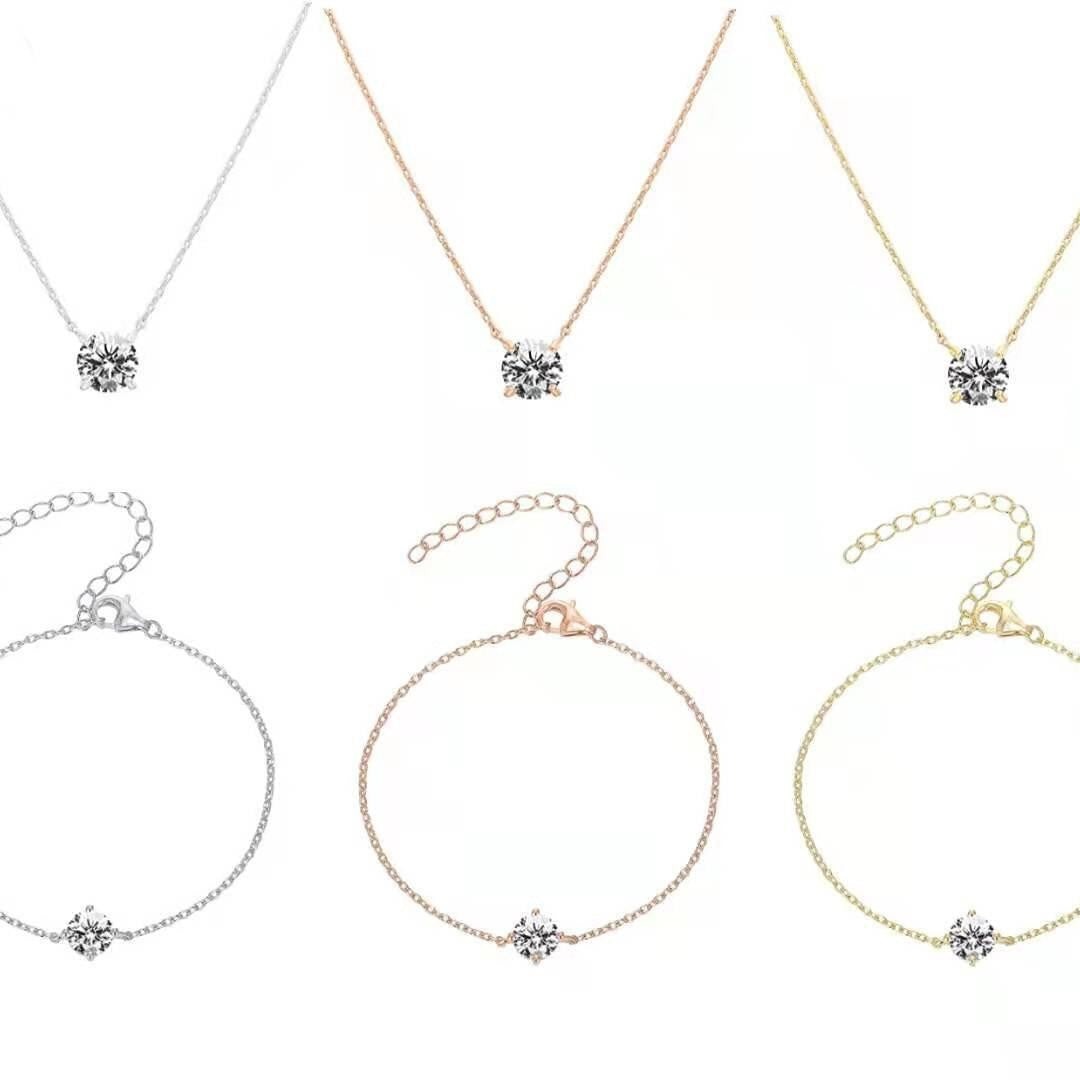 Gold Plated Simulated Diamond Necklace