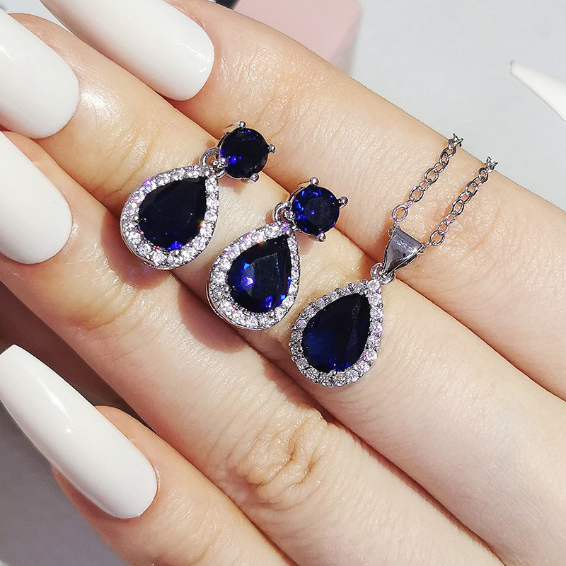 Pear-Shaped Zircon Earrings Necklace Set