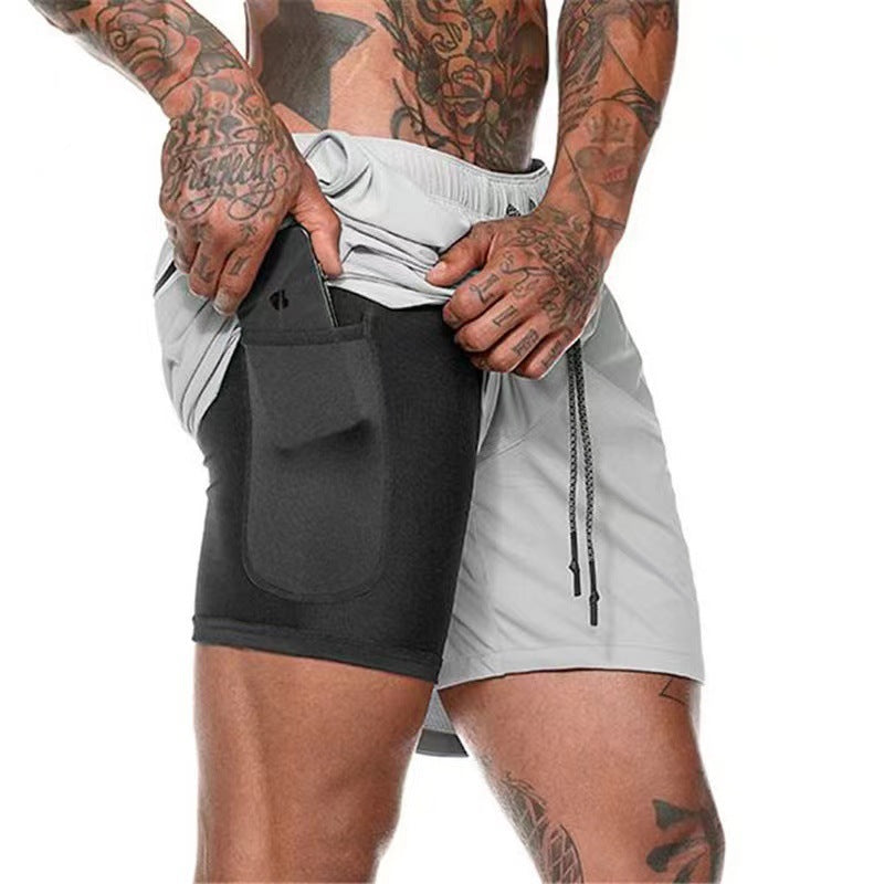 Men's Double Gym Shorts Jogging Quick-Dry