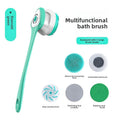 Electric Silicone Bath Brush with Long Handle and Multiple Brush Heads