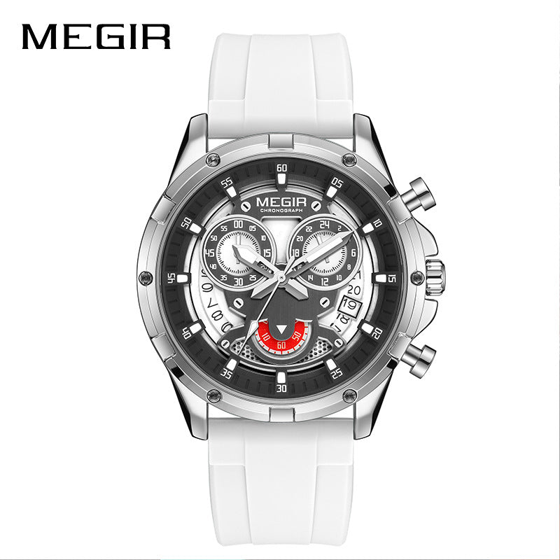 MEGIR Men's Casual Silicone Strap Quartz Chronograph Watch