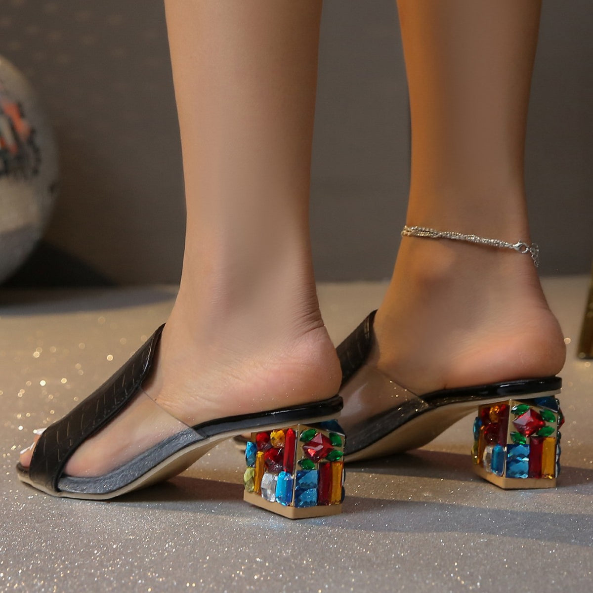 Ladies Thick Heel Summer Slippers