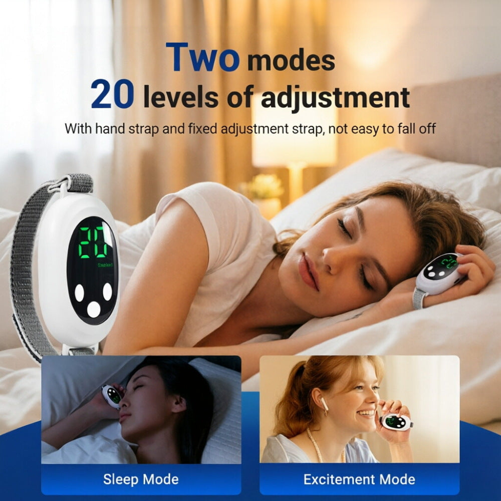 Dual-Mode Screen Display Microcurrent 20-Level Adjustable Sleep Aid Device with Wristband