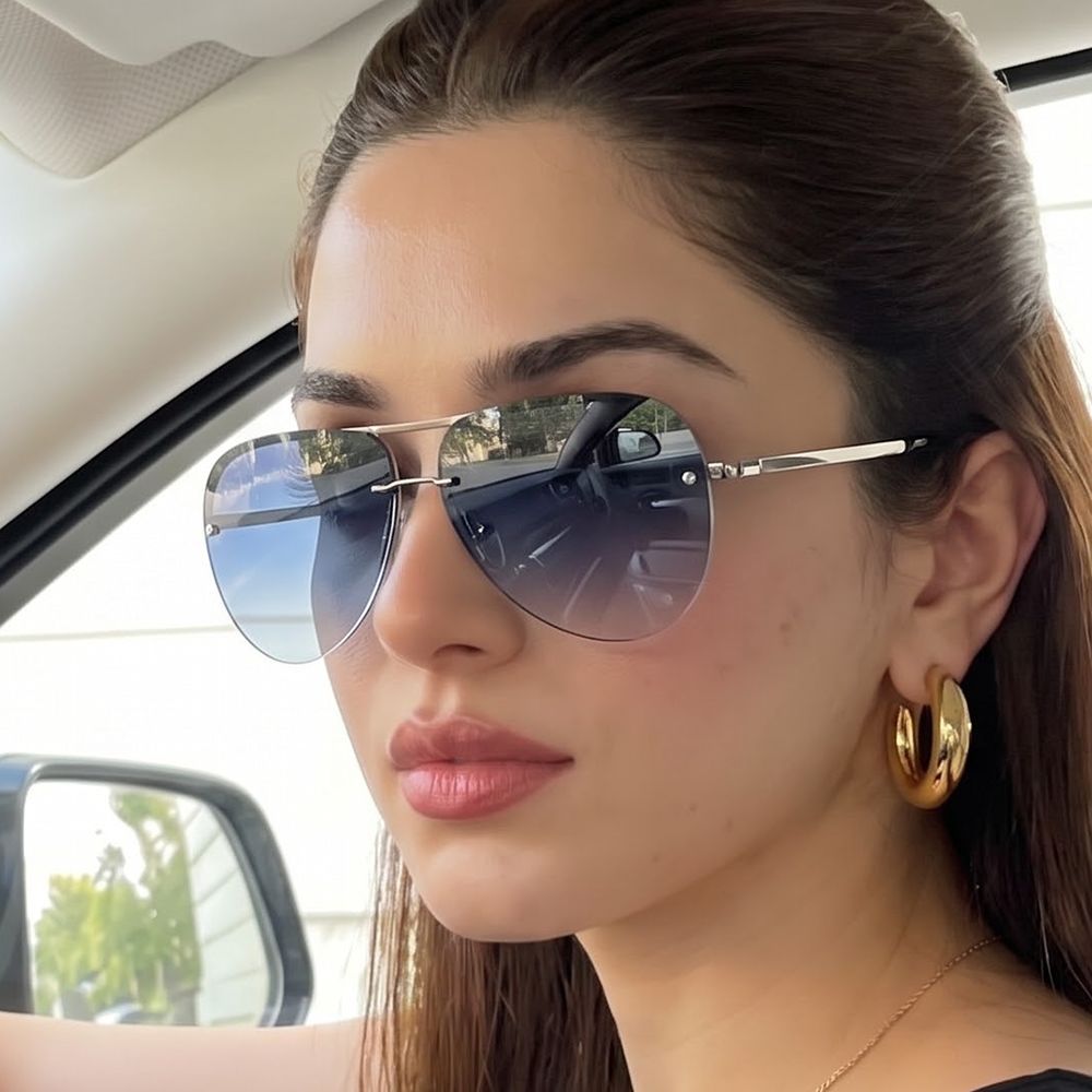 Metal double-barrel pilot sunglasses