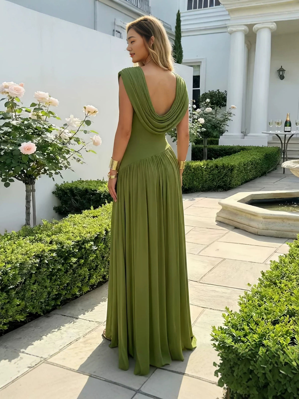 High-Slit Long Evening Dress