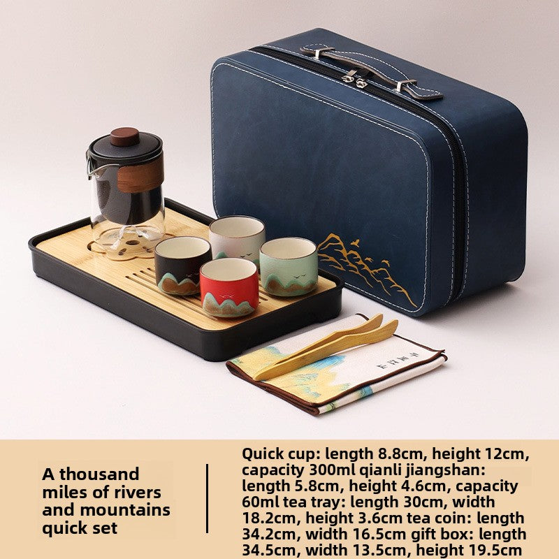 Portable Travel Tea Set with Traditional Design