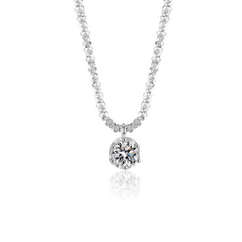 Geometric Zircon Pendant Necklace with Adjustable Chain