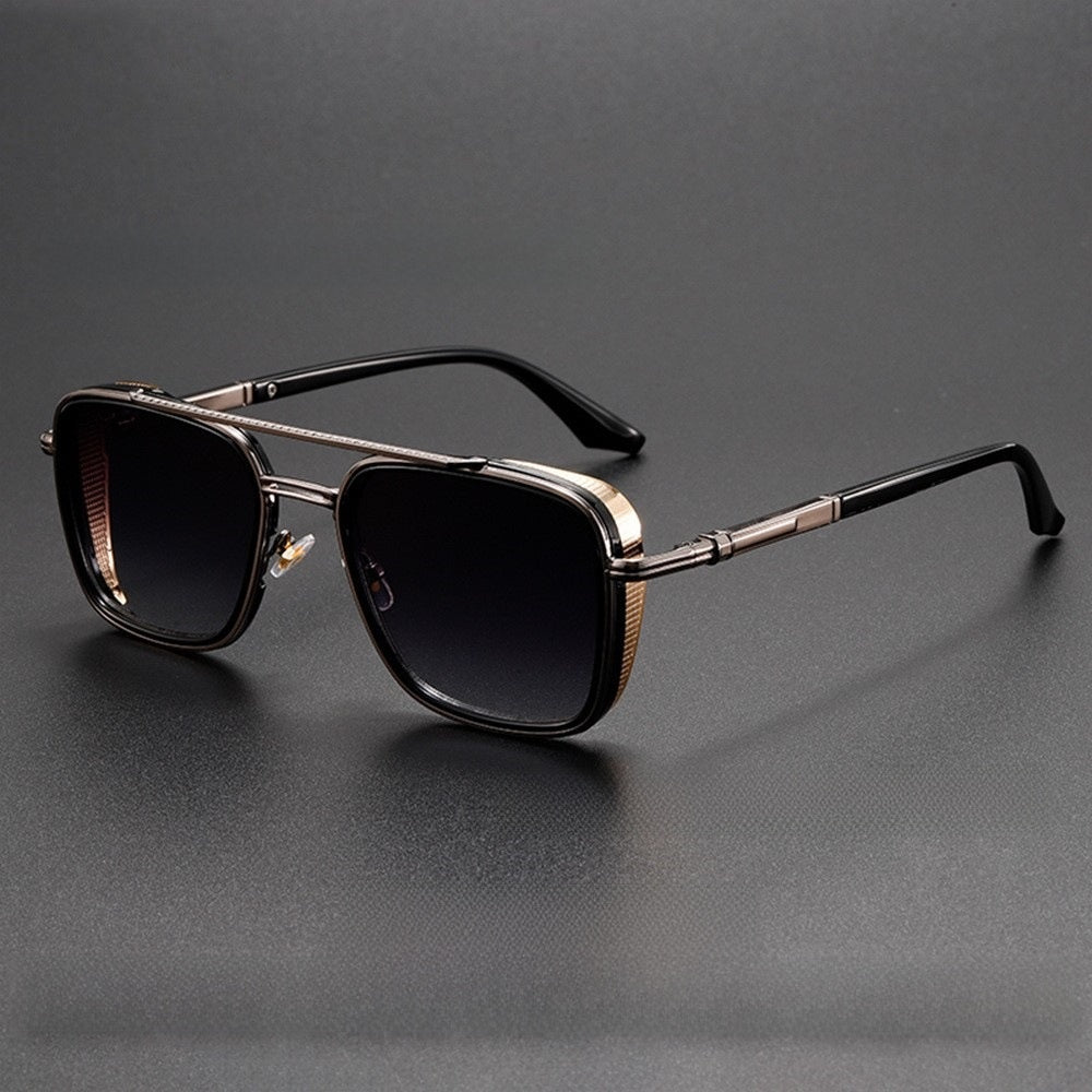 Geometric Metal Double Bridge Sunglasses