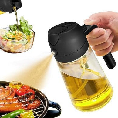 Spray the oil can over the glass