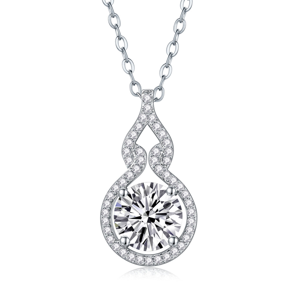 Sterling Silver Moissanite Geometric Pendant Necklace