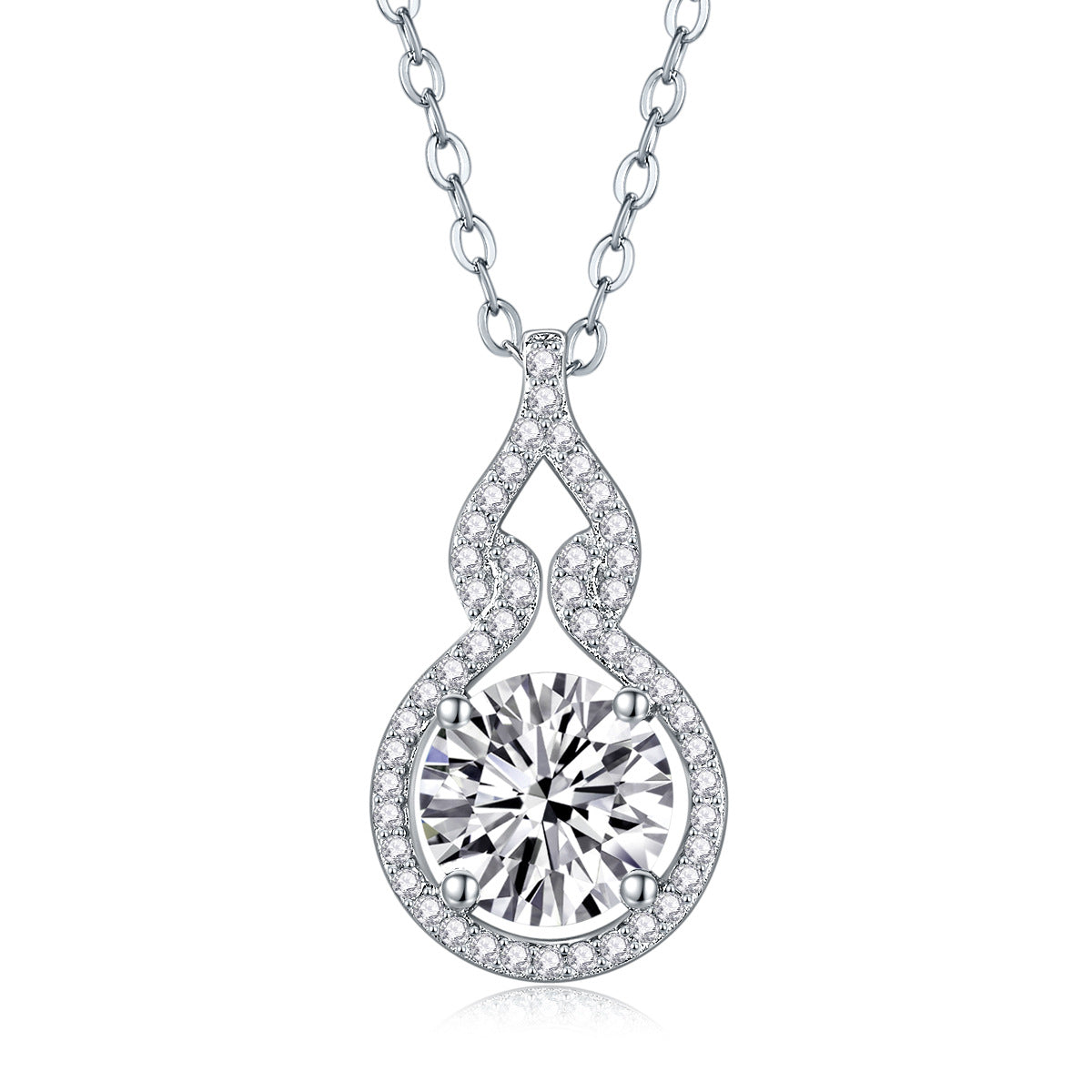 Sterling Silver Moissanite Geometric Pendant Necklace